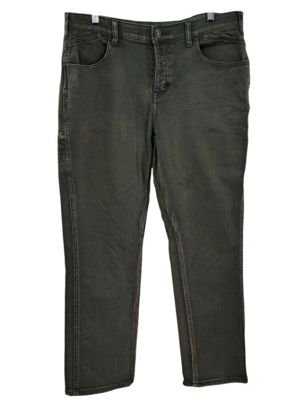 Dovetail Workwear Tori Green Gray Denim Straight Leg Jeans Size 12 x 30 Stretch